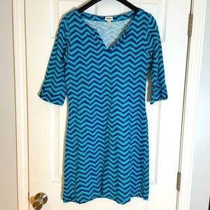 HATLEY DRESS in Blue geometric print - SMALL